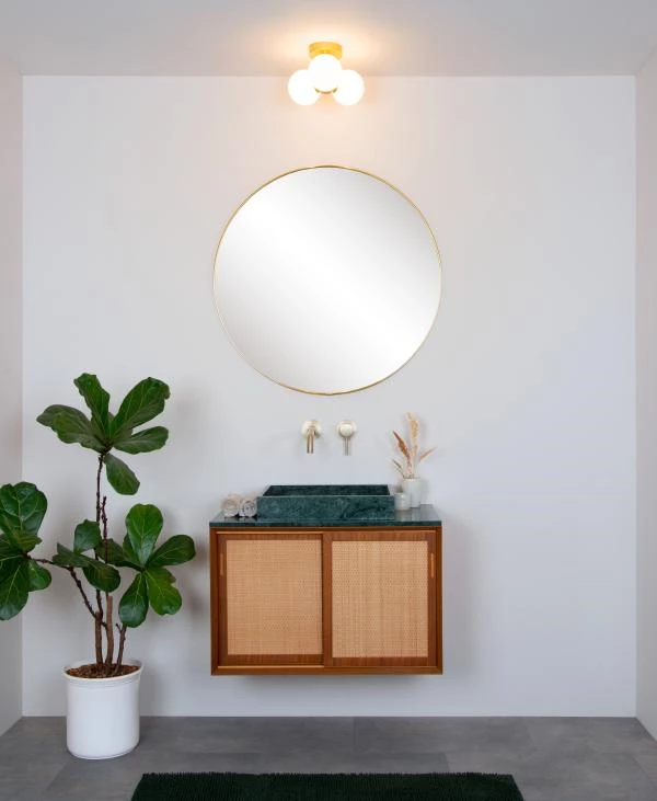 Lucide TRUDY - Flush ceiling light Bathroom - Ø 28 cm - 3xG9 - IP44 - Matt Gold / Brass - ambiance 2